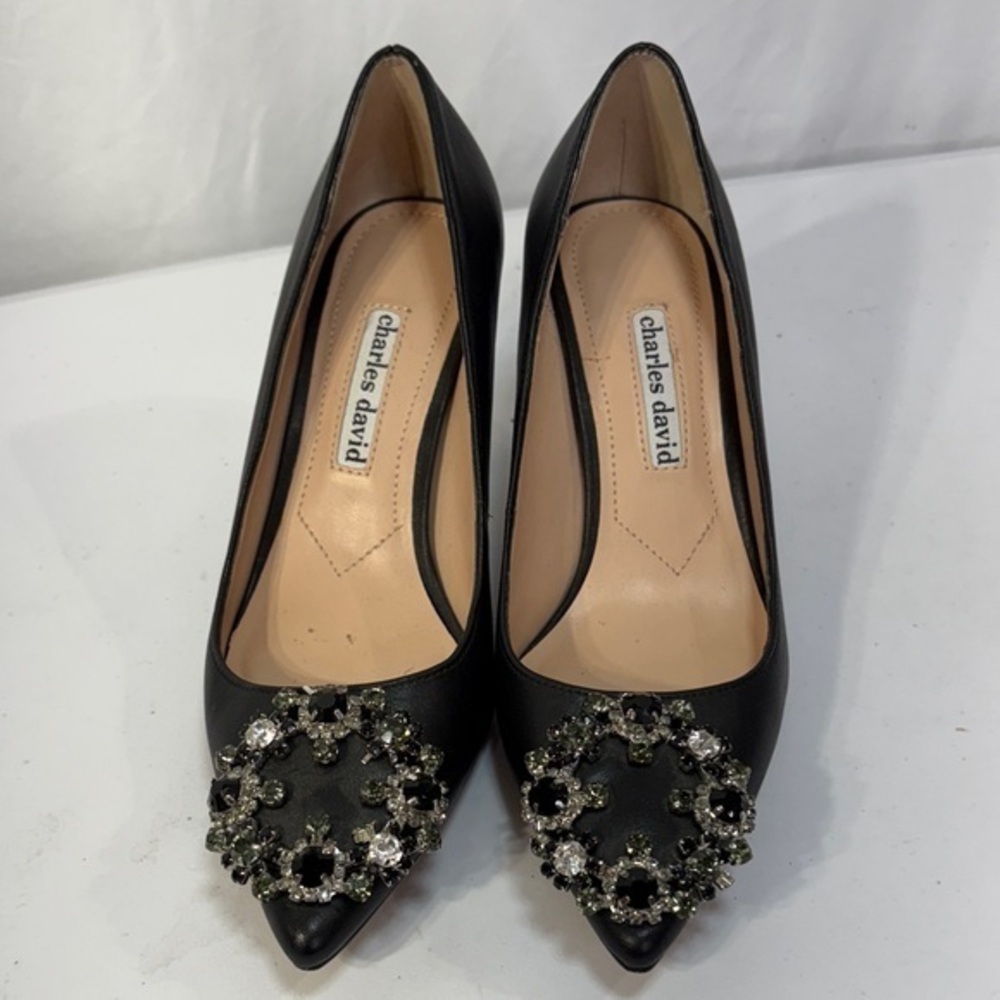 🛞Charles David Black jewel Embellished toe  Heels